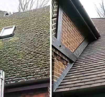 Roof Moss cleaning - before after